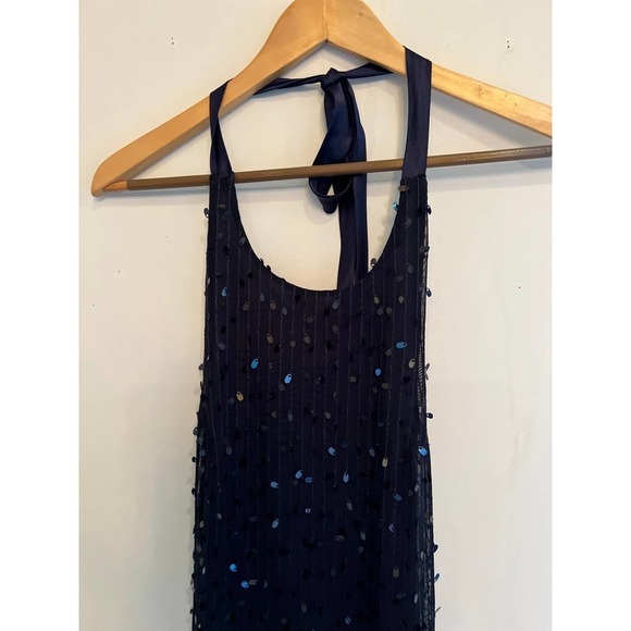 Cielo Navy Blue Sequin Halter Maxi Dress - Picture 4 of 8